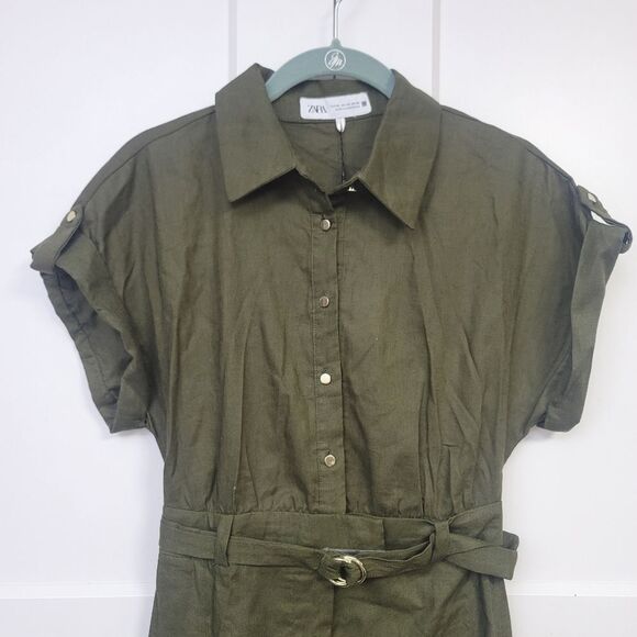 Zara Linen Blend Mini Shirt Dress, XS - Picture 7 of 10